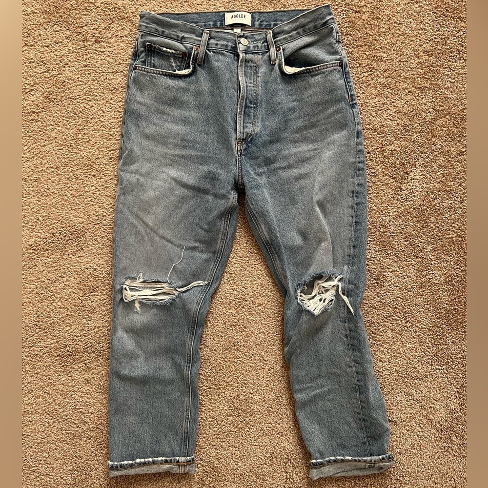 Agolde Riley High Rise Jeans - Straight Crop in Escalate